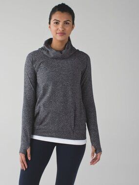 Lululemon Make a Move Long Sleeve in Heathered Black Cowl Neck Sweater